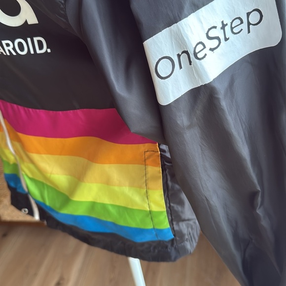 Polaroid Black windbreaker Jacket with Multicolor Stripes - Picture 4 of 9